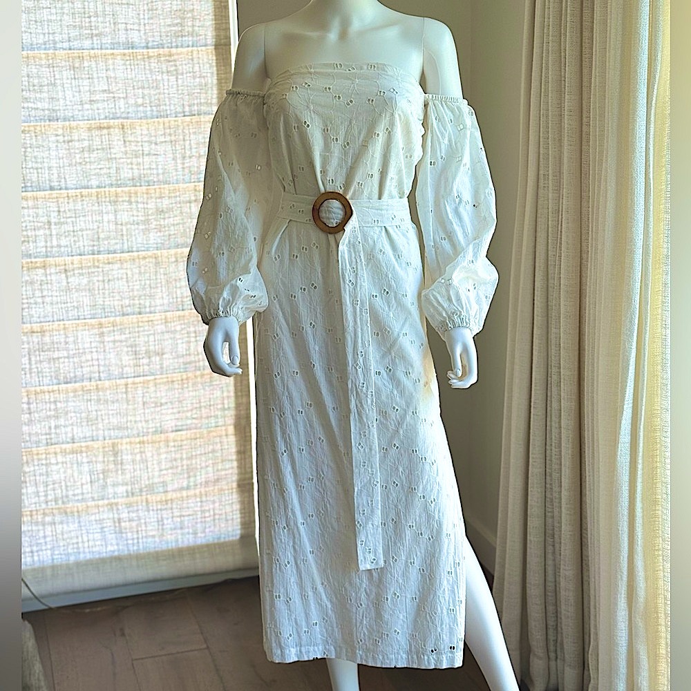 Saint Mojavi White Strapless Eyelet Dress Size Medium